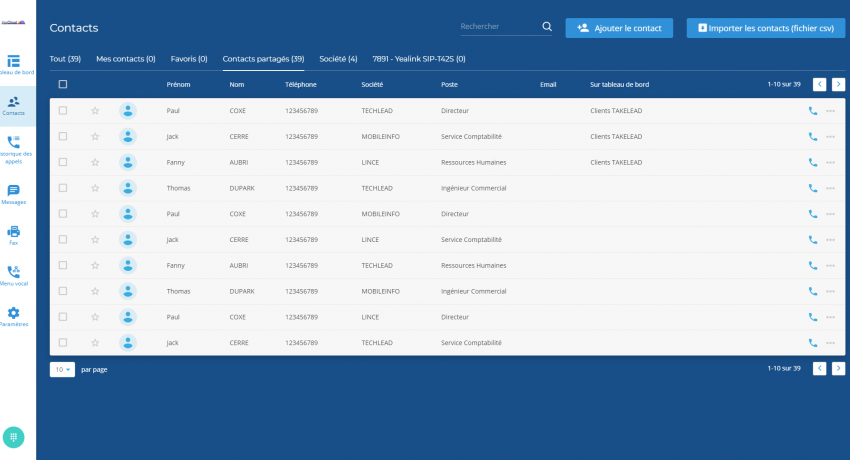 CONTACTS PARTAGES 